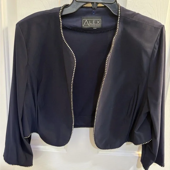 Alex Evenings Asymmetrical Navy Dress with Jacket - Picture 4 of 4